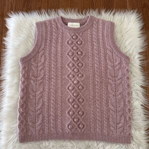 DEMYLEE X J.Crew Cable Knit 100% Wool Fisherman Sweater Vest Women’s Small Pink